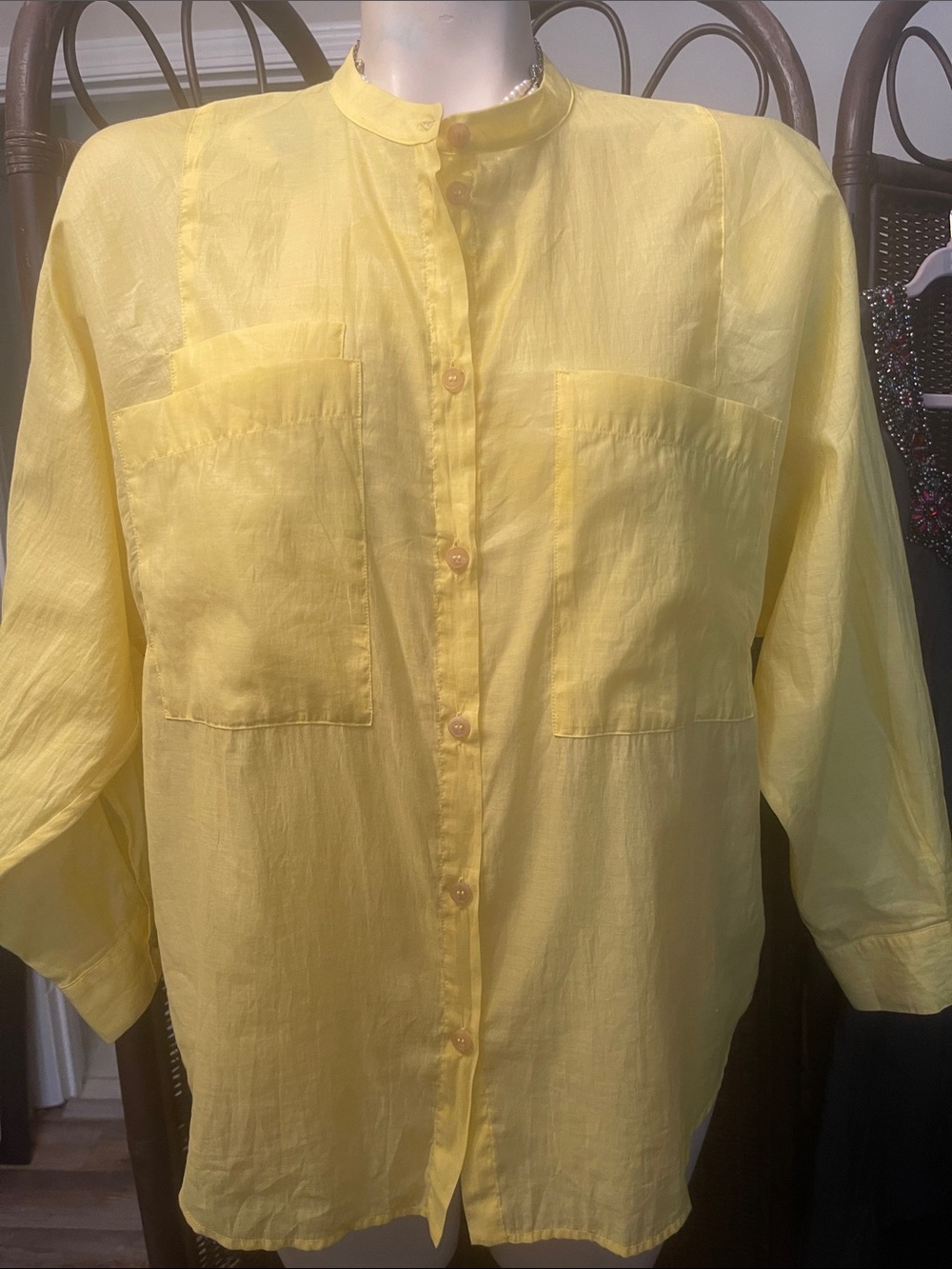 Tela Yellow Lightweight Button-Up Blouse